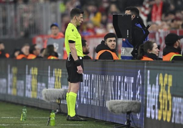Referee Benoit Bastien (FRA) on monitor VAR, video assistant referee, video evidence, video referee