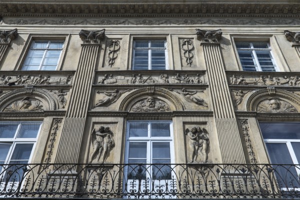 Figurative reliefs on a 19th century house façade, Lemberg, Ukraine