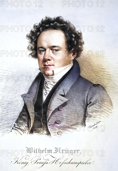 Georg Wilhelm Krüger (1791-1841), German actor, Historical, digitally restored reproduction from a