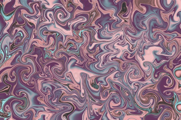 An abstract swirl pattern featuring soft pink, purple, and turquoise tones. The intricate design