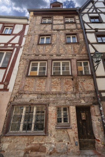 Obere Krämergasse with the newly purchased house no. 3, half-timbering exposed, Nuremberg, Middle