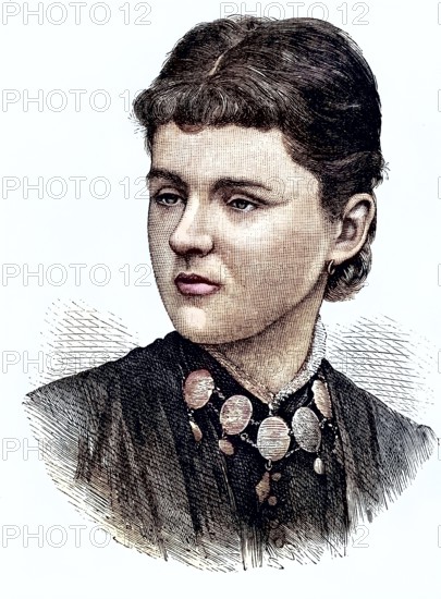 Princess Helene, Duchess of Albany, Portrait, coloured wood engraving, Reproduction from a model