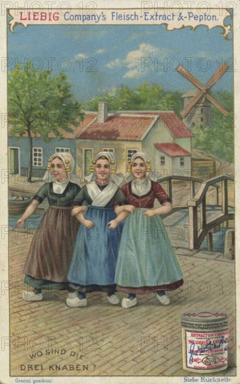 Series of search pictures, Where are the three boys, Liebig picture, digitally restored