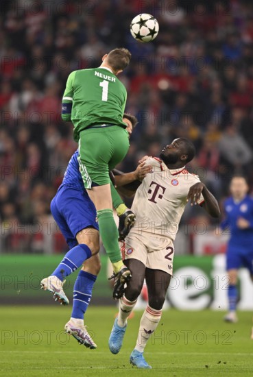 Goalkeeper Manuel Neuer FC Bayern Munich FCB (01) is injured in a duel with Bruno Petkovic GNK