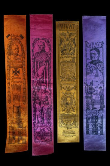 Vivat ribbons, Vivatbänder, silk ribbon celebrating German WW1 victories for raising money for Red