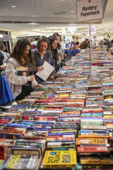 Livonia, Michigan - Bookstock, an annual used book sale, stretches throughout the Laurel Park Place