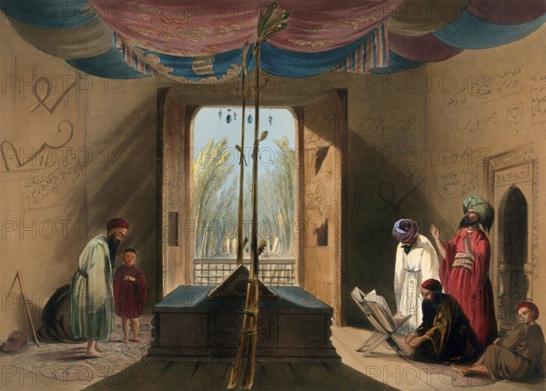 Mosque and tomb of the emperor Sooltaun Mahmood, of Ghuznee, R. Carrick lith., Day and son lithrs