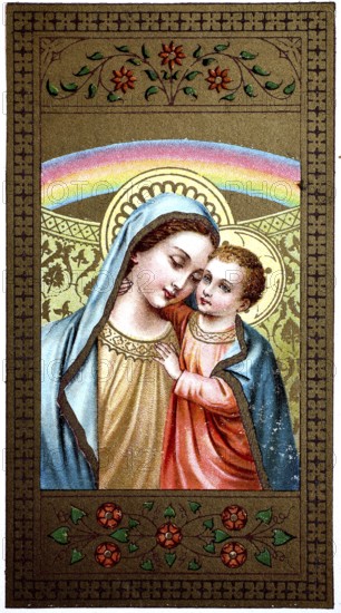 Small picture of a saint depicting a Marian image, Mary, Germany, 1900, historical, digital