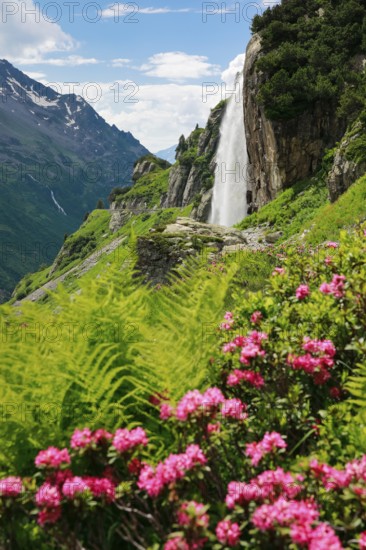 Wyssebach Falls plunges over a striking cliff, Canton of Bern, Switzerland