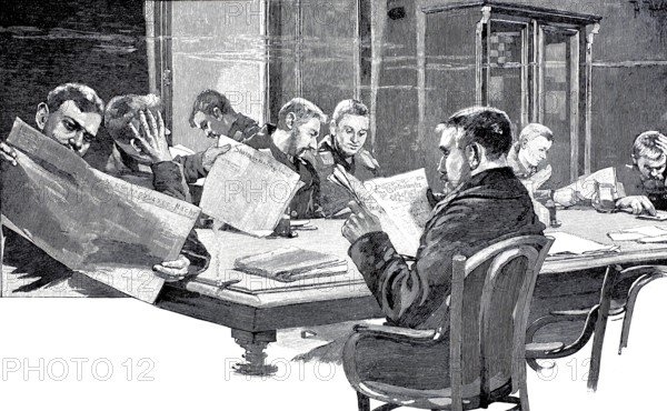 In the Seamen's House in Kiel, the reading room, 1890, Germany, illustration, reproduction from a