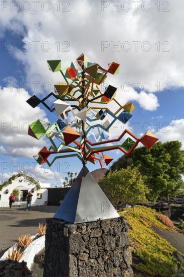 Colourful wind chimes at the entrance, former home of the artist, Fundacion Cesar Manrique,