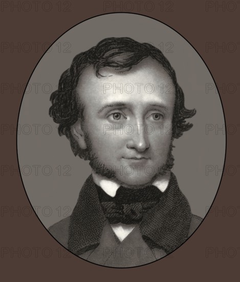 Portrait of Edgar Allan Poe, 1809 – 1849, American writer, digitally edited according to a