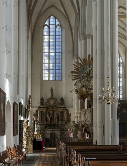 Altar and organ in the St. Mary's Church at Alexanderplatz, Berlin, Germany