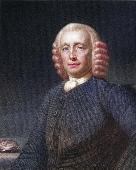 John Harrison 1693-1776, English clockmaker and inventor. From the book Gallery of Portraits,