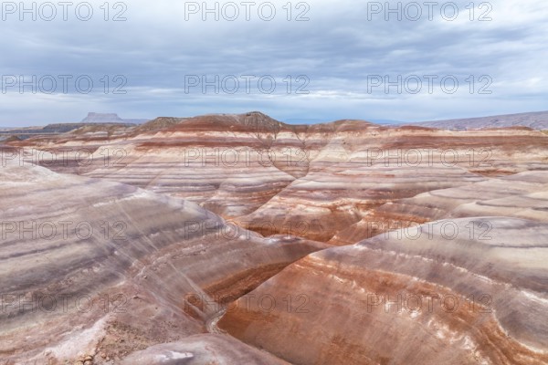 Captivating aerial shot of the vibrant and textured rock formations in Hanksville, Utah, showcasing