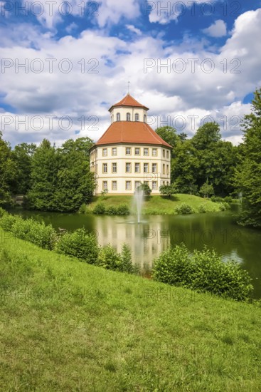 Oppenweiler moated castle, built in the 18th century, classicist style, castle complex in