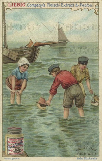 Series of search pictures, Where is the Pierrot, Liebig picture, digitally restored reproduction of