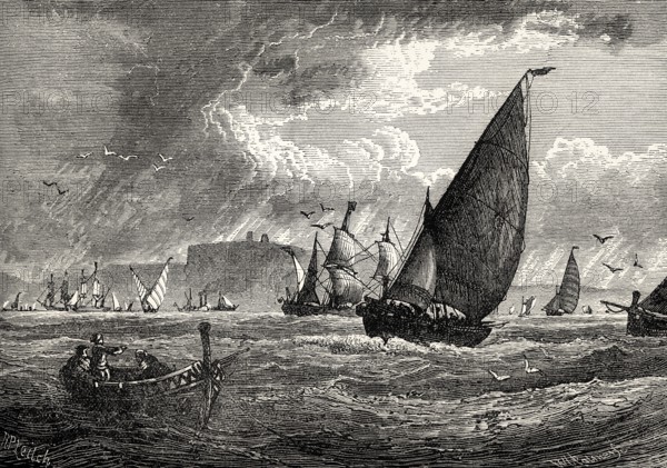 Historical view of Cape St. Vincent, Algarve, southern Portugal, 18th century, From British Battles