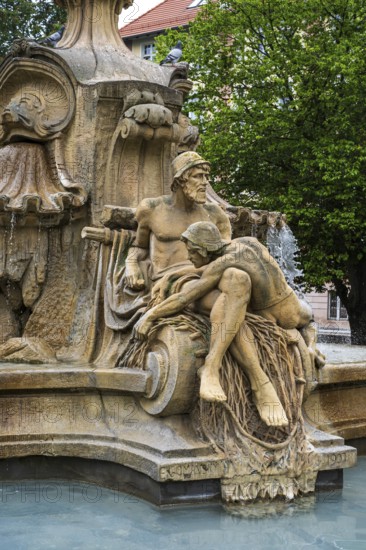 Sculpture details on the Ceres Fountain by sculptor Edmund Gomansky on Ignacy Daszynski Square in