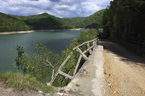 Lake Vidraru, Lacul Vidraru, an artificial reservoir in the Arges Valley in the Fagaras Mountains,