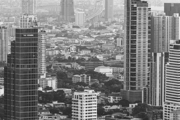 Over the rooftops of Bangkok, view from the Moon Bar on the roof terrace of the Banyan Tree hotel,