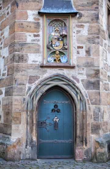 Relief image of St Elizabeth, Elizabeth of Hungary, 1207 - 1231, Renaissance Tower of the historic