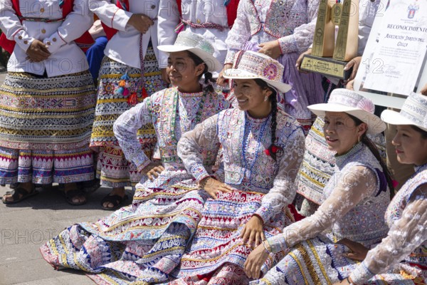 Arequipa, Peru, 2 February, 2026: Native indigenous people of Peru in National costumes perform