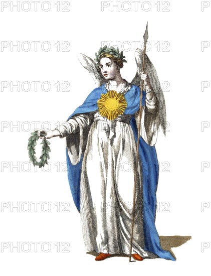 Historical clothing, fashion over the course of time, Virtue, symbolic depiction of a woman in 18th