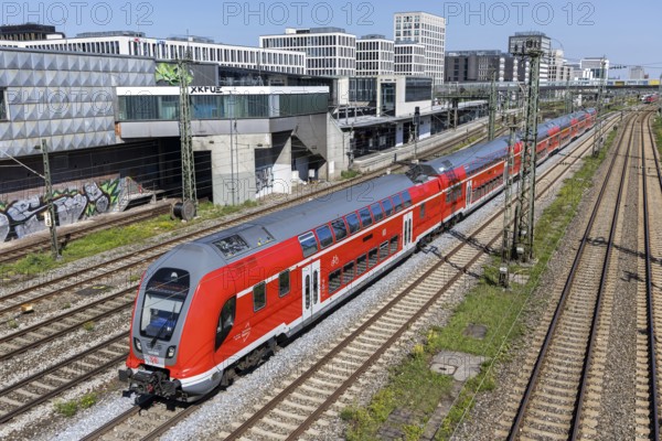 Regionalbahn double-decker coach train operated by Deutsche Bahn DB Regio of the type Bombardier