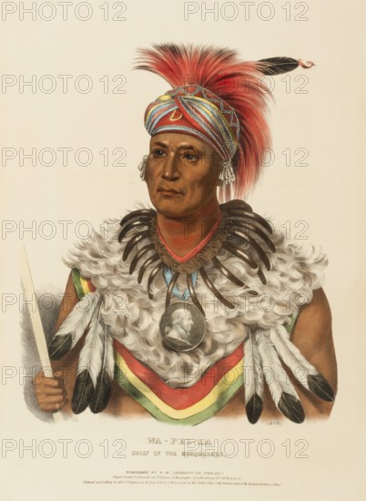 Wa-Pel-La. Chief Of The Musquakees (1838), Indians, Historical Indian tribes from North America,