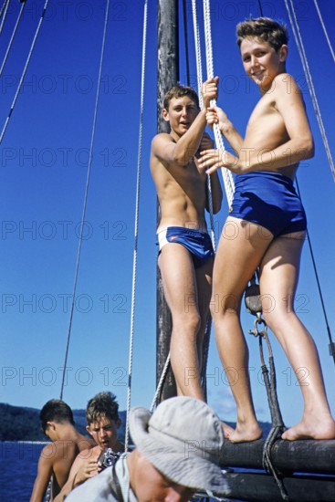 Melbourne Grammar School expedition to Queensland, Australia, 1956 Boys on a sailing yacht thought