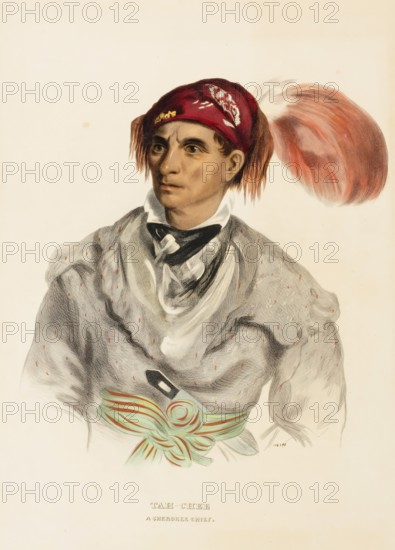 Tah-Chee (Dutch), A Cherokee Chief (1837), Native American, Historical Native American tribes from
