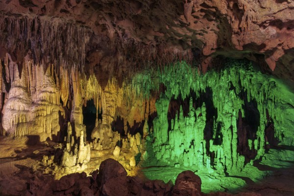 Limestone rock formations in a cave at Florida Caverns State Park in the Florida panhandle near