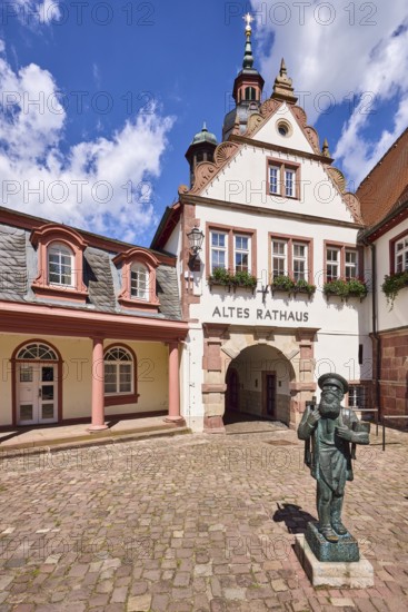 Old town hall, church tower, Erbach town church, historical buildings, sculptor Albrecht Glenz,