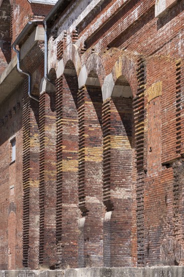 Detail of the masonry of the Congress Hall in the inner courtyard, unfinished National Socialist