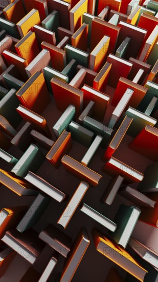 Bright books stand out among darker volumes, inviting exploration and learning in a unique library