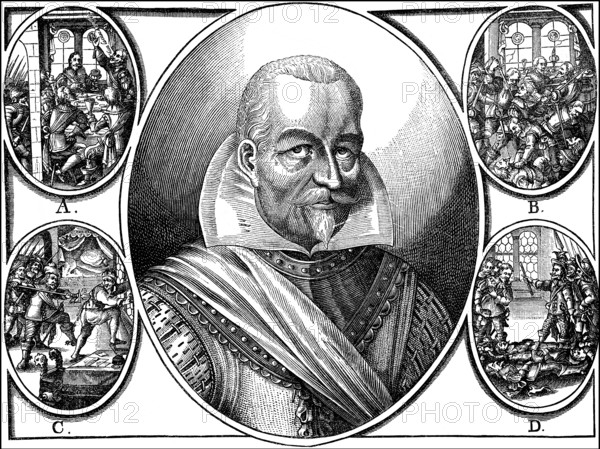 Killing of Albrecht von Wallenstein, 1583 - 1634, commander of the imperial forces in the Thirty