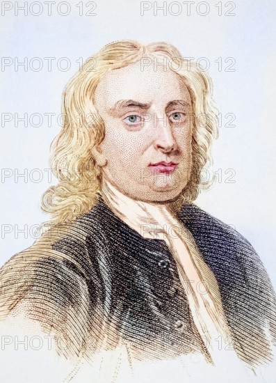 Sir Isaac Newton, 1642-1727, English physicist and mathematician, Illustration from Old England's