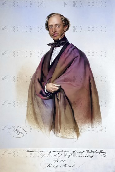Rudolf Khünl (1820-1890), zither virtuoso, composer, Historical, digitally restored reproduction