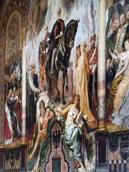 Central triptych with the Apotheosis of the Founding of the Empire by Hermann Wislicenus, mural,