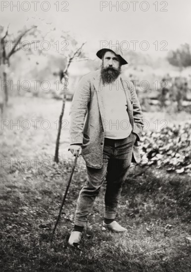 Portrait of Claude Monet, garden at Giverny, 1840 – 1926, French painter and founder of