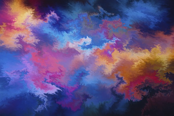 A stunning abstract image featuring vibrant swirling colors and textures. The dynamic composition