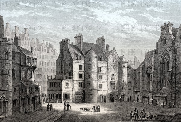 The Old Tolbooth, High Street, Royal Mile in Edinburgh, Scotland, 19th century