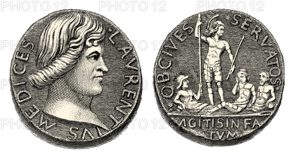 Medal on the conspiracy of the Pazzi, portrait of Lorenzo I de Medici, or Lorenzo the Magnificent,