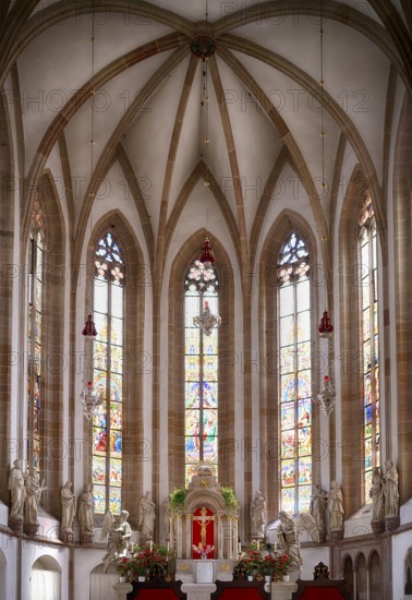Interior view, choir, high altar, parish church, parish church of St Nicholas, Merano, Merano,
