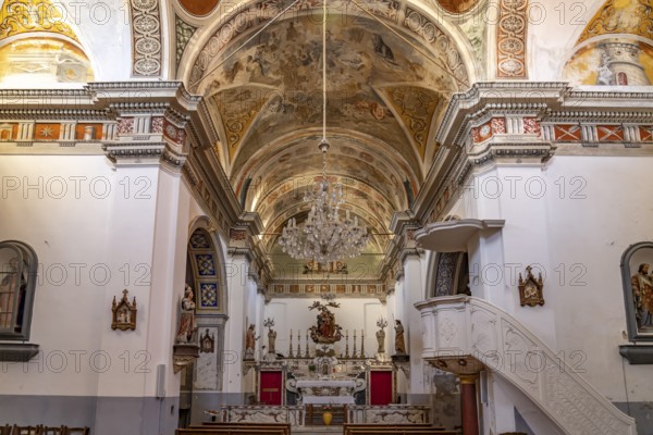 Interior of the Sainte Marie de l'Assomption church in the village of Cateri in Balagne near Calvi,