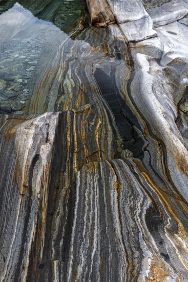 Rocks, rock structures, Verzasca River, near Lavertezzo, Verzasca Valley, Valle Verzasca, Canton