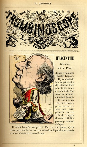 Caricature de Charles Hyacinthe dit le Père, in : "Le Trombinoscope"