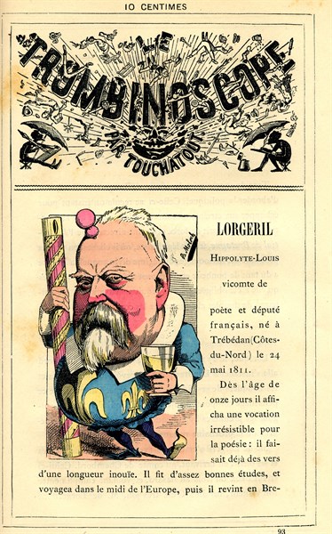 Caricature of Vicount of Lorgeril, in : "Le Trombinoscope"