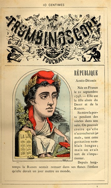 Caricature allégorique de la République, in : "Le Trombinoscope"